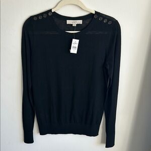 NWT | LOFT Black Button Lightweight Sweater | Size XS